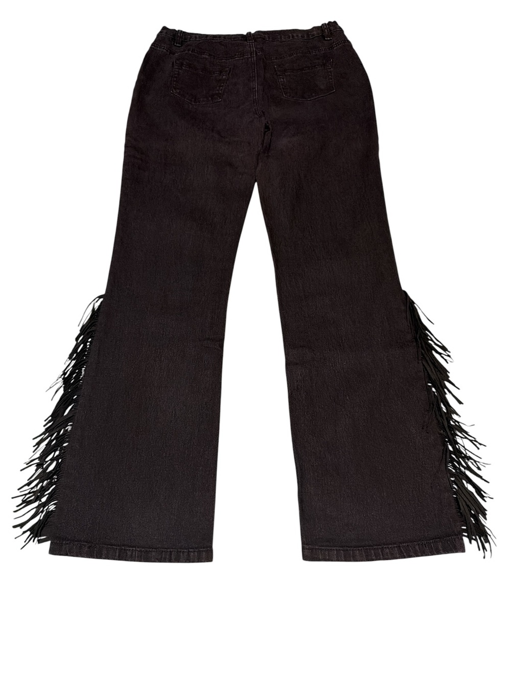 Diane Gilman Black Fringe Boot Leg Jeans - Picture 2 of 4